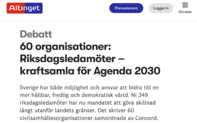 60 organisationer: Riksdagsledamöter – kraftsamla för Agenda 2030