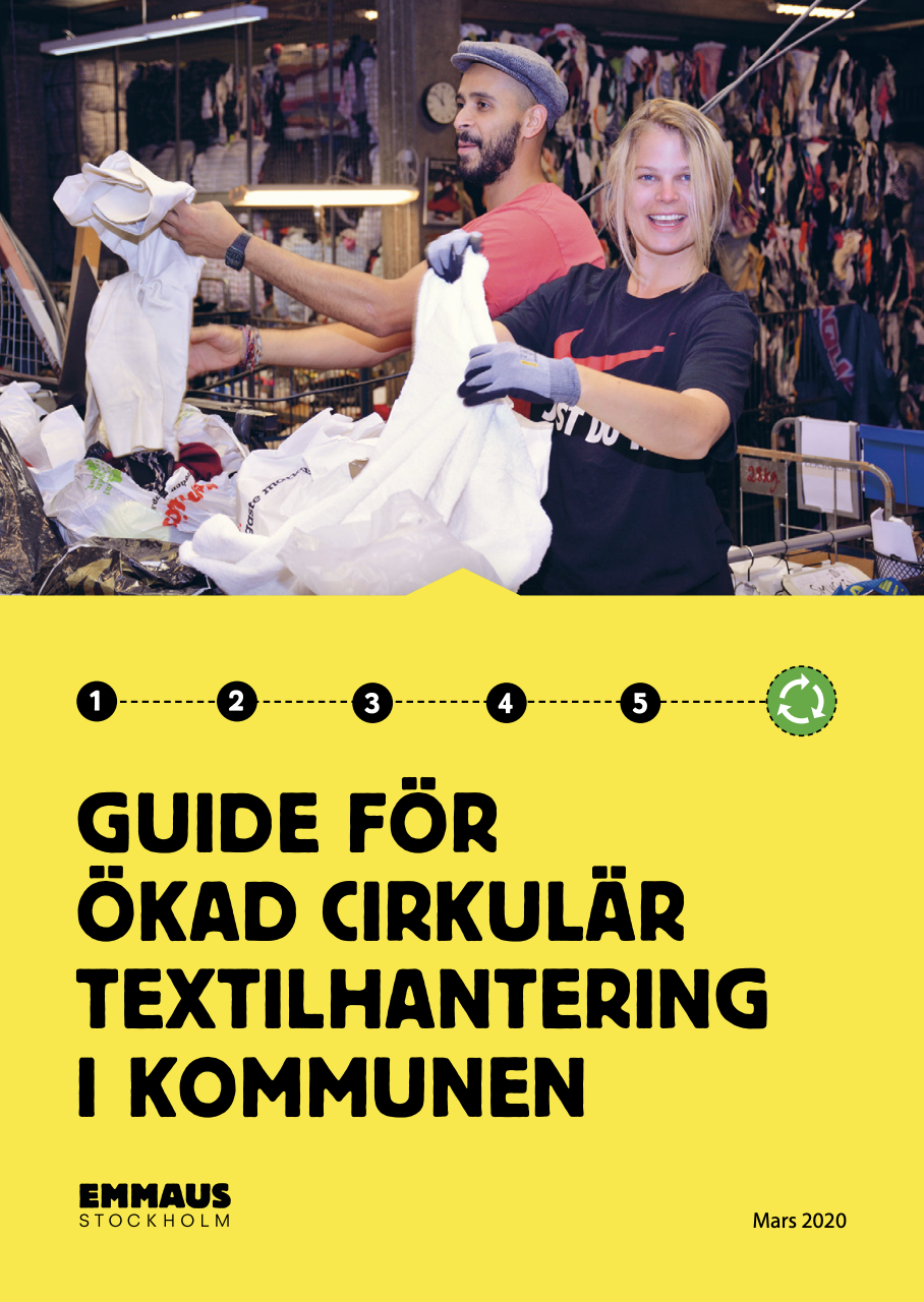 Framsidan av broschyren "Guide för ökad cirkulär textilhantering i kommunen".